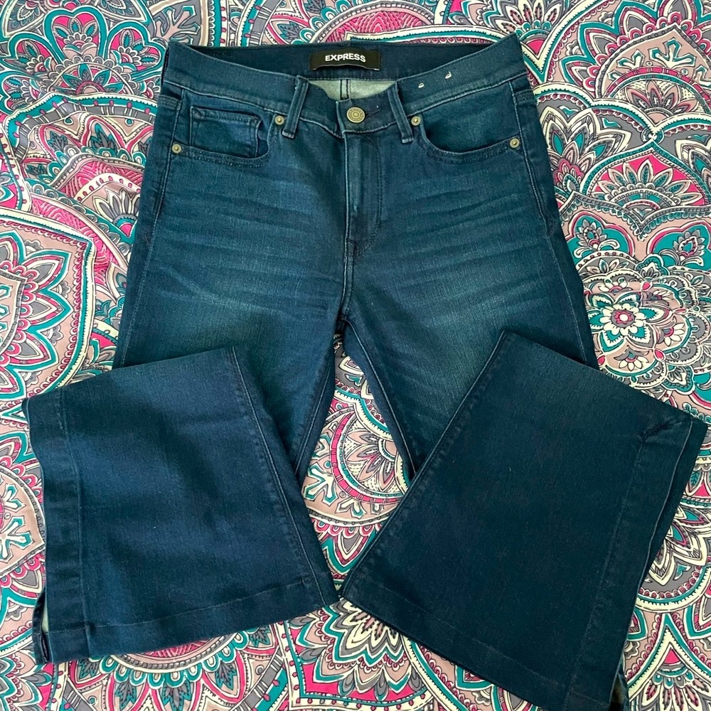 Express bell flare split hem jeans